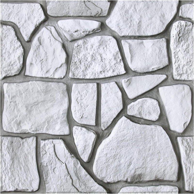 COMSTICKC 3D Wall Panels,Faux Gray Stone Peel and Stick Wall Panels,10 Pcs of 12"X12",Ultra-Light Thin PVC Whitewash Adhesive Irregular Rocks Stone Backsplash Interior Decor,Paintable Decorative Tiles - Image 1